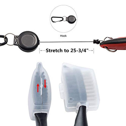 Pack of 2 Golf Club Brush Groove Cleaner with Retractable Zip-line and Aluminum Carabiner Cleaning Tools