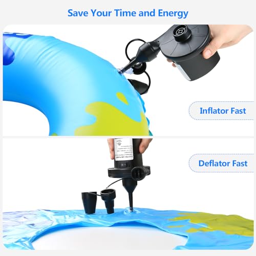 PULIDIKI Electric Air Pump for Inflatables Air Mattress Pump with 3 Nozzles Inflator Deflator Quick Air Pump for Air Mattress Beds Pool Toys Raft Boat Swimming Rings AC 110V 130W