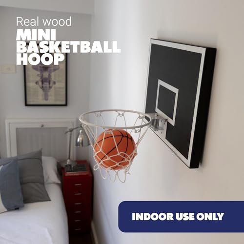 MVP Mini Indoor Basketball Hoop & Ball Set in Solid red Cedar Made in USA. Unique Over The Door or Wall Option 5 Mini Basketballs for Indoor Fun.