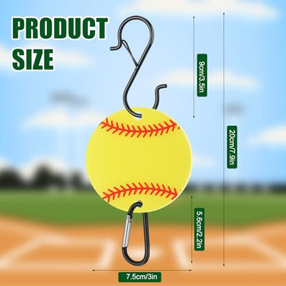 CroBlissful 6 Pcs Bag Hook for Fence Baseball Football Basketball Tennis Team Gifts Bag Clip Sports Backpack Buckle with Acrylic Board for Bat Water Bottle Player Lover Gifts - color: Softball