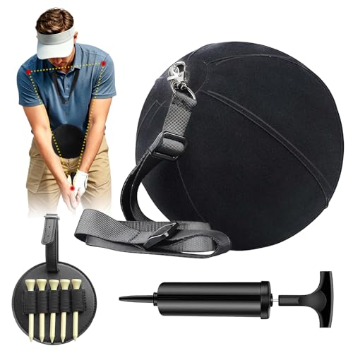 Esoes Golf Swing Ball Training Ball Golf Swing Training aid Inflatable Swing Trainer with Pump & Golf Tee Storage Pouch, Aid for Swing Correction, Prevents Chicken Wing Swing