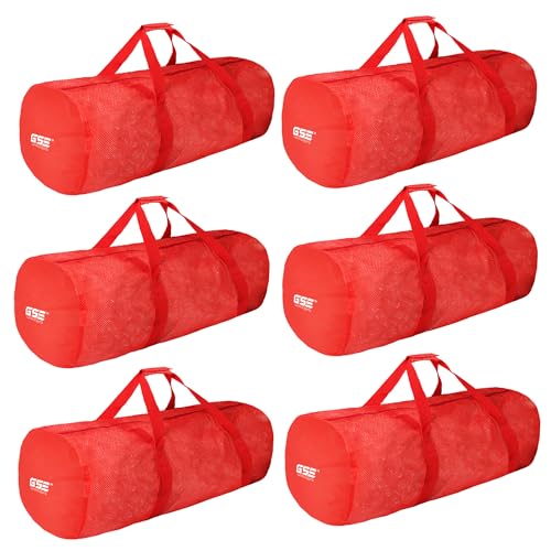 Red Heavy-Duty Large Mesh Sports Duffle Bag, Dry Bag, Diving Equipment Scuba Bag with Zipper. Great for Gym Workout, Sport Balls Storage, Scuba Gear, Snorkeling, Water Sports and Travel - color: Red, style: 6-pack