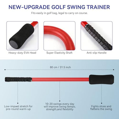 MIKOSI Golf Grip Trainer, EVA Foam Golf Swing Trainer Warm-Up Stick for Strength Grip Tempo & Flexibility Training, Indoor Outdoor Safe Golf Training Aid for Beginners & All Levels
