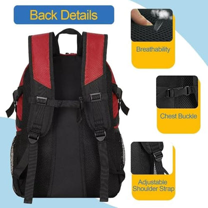 DAFISKY Basketball Backpack, Basketball Bag with Ball Holder Shoes Compartment, Sports Equipment Bag for Soccer Ball, Volleyball - color: Red