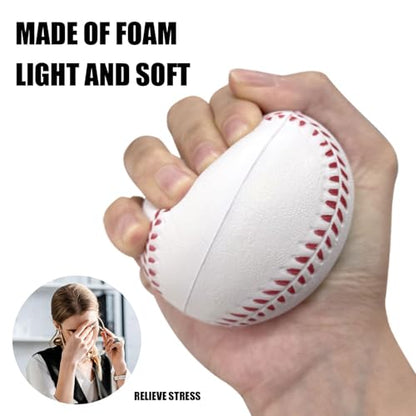 12 Pack Foam Baseballs Soft Baseballs with Mesh Bag for Teenager Players Training Ball Sporting Batting Ball Safety Hitting and Fielding Indoor Outdoor White