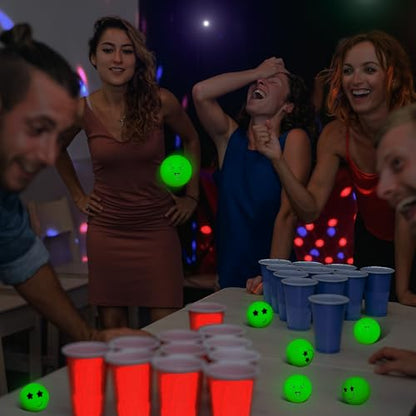 Soulchen 40mm Glow in The Dark Table Tennis Balls Bulk, Carnival Game Night, Neon Birthday Party Favors, Classroom Rewards, Goodie Bag Filler, Pet Playmate - color: Glow in the Dark Green, size: Mixed Faces