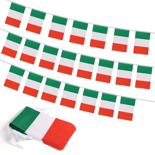 Italy Flag Banner, Small Mini Italian Flags Patriotic Decoration for Party, Classroom, Sports Events, 33 Feet 30 Flags - color: Italy