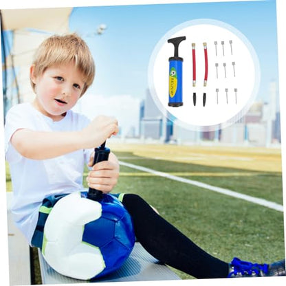 Ciieeo 14pcs Manual Mini Balls Inflator Set with Ball Needles, Blue Portable Pump Kit for Basketball Soccer Football Inflation, Handheld Sports Air Pump for Team Training and Games