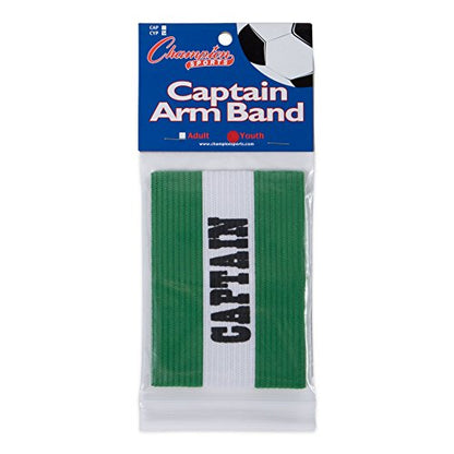 Champion Sports Youth Captain’s Arm Band, Green - Unisex Woven Elastic Nylon Captain Arm Bands for Soccer, Football, Basketball and More - Premium Team Sports Accessories for Kids