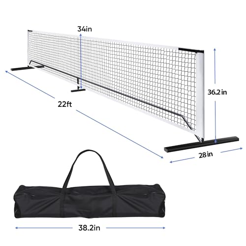 F2C Portable 22FT Pickleball Net Set Regulation Size Soccer Tennis Net with Court Markers,Game Set System with Metal Frame Stand and Carrying Bag - style: Pickleball Net with Court Markers