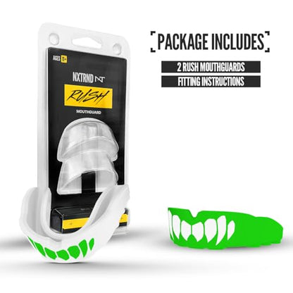 2 Pack Nxtrnd Rush Dual Layer Mouthguard, Custom Fit Sports Mouthpiece for Football, Boxing, MMA, Basketball, Hockey, Lacrosse, Youth & Adult (Green) - color: Green