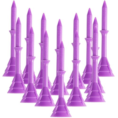 Amy Sport Golf Tees Plastic 3 1/4 inch Upgrade Unbreakable Bulk 30 Pack Reduce Friction Side Spin Durable Stable 83 mm Long Tee for Golfer Practice - color: Purple