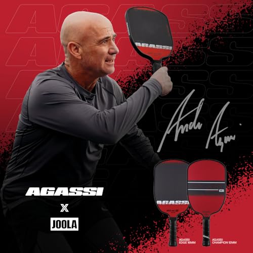 JOOLA Agassi GRAF Champion 12mm Pickleball Paddle - Sandblasted Pickleball Racket Increases Spin & Control - Agassi Shape with Extended Sweet Spot - UPA-A Certified - USAP Approved - NFC Chip Enabled - color: Single | 12mm Fiberglass | Agassi Champion