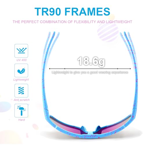 3PACK Kids Sunglasses for 6-14 Boys Girls, Youth Baseball and Cycling UV400 Protection Goggles - color: 3pcs-yellow Red+blue Red+green Blue-k10