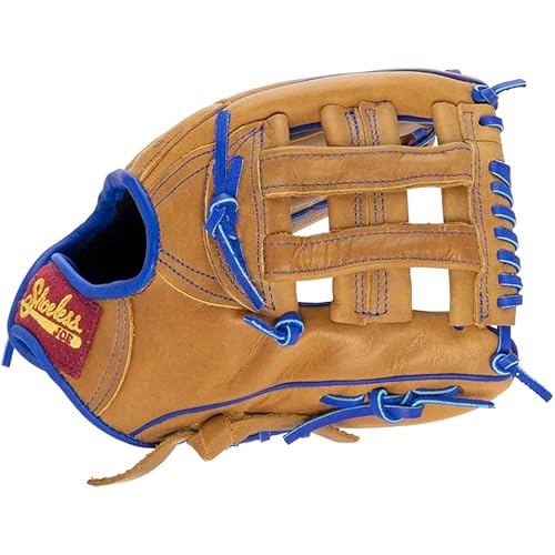 SHOELESS JOE 11 1/2" H-Web - Double Play Series Steer Hide Leather Baseball Glove for Infield Youth & Adult Ballplayers - Right/Left Hand Throw Options - color: Brown Glove w/Royal Blue Trim