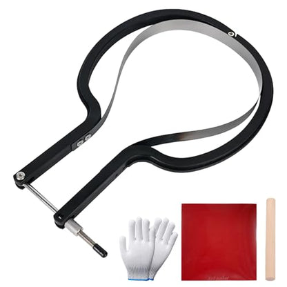 Table Tennis Rubber Cutter Kit - Adjustable Arc Bow Knife Design Fits All Racket Curves.4-Piece Set.Cutting Knife - Roller - Gloves - Table Tennis Bat Replacement Rubbers Sheet.