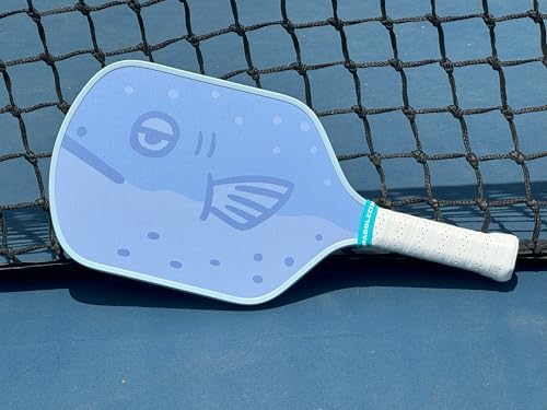 Funny Pickleball Paddles | USAPA Approved Paddle | T700 Carbon Fiber Surface | Propropylene Honeycomb Core | Non-Slip Cushion Grip | Single Paddle | High Grit & Spin | Fun Design - color: Fish