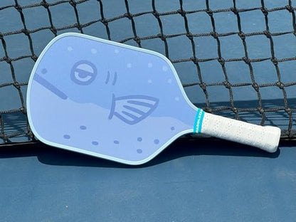 Funny Pickleball Paddles | USAPA Approved Paddle | T700 Carbon Fiber Surface | Propropylene Honeycomb Core | Non-Slip Cushion Grip | Single Paddle | High Grit & Spin | Fun Design - color: Fish