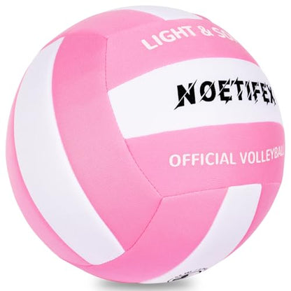 Soft Volleyball-Super Soft Fabric Light Volleyball for Indoor Practice Safe and Quiet Kids Youth Beginners House Yard Training Practice Games(Deflated) - color: Pink,white