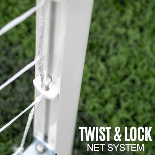 QuickPlay Pro Alu Match60 Portable Aluminum Soccer Goals for Backyard Training - Folding Soccer Goals with 3mm Net for Kids, Teams and Match Play
