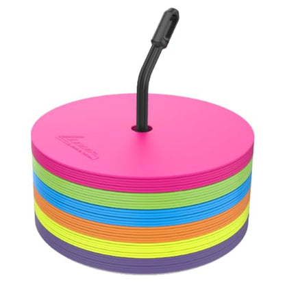 LEZER 9 Inch Flat Cones, Spot Markers, Soccer Cones, Field Court Markers, Sit Spots, Flat Discs, Soccer Training Equipment, Agility Practice, Football, Made in Taiwan - style: 9 inch with 36 pcs