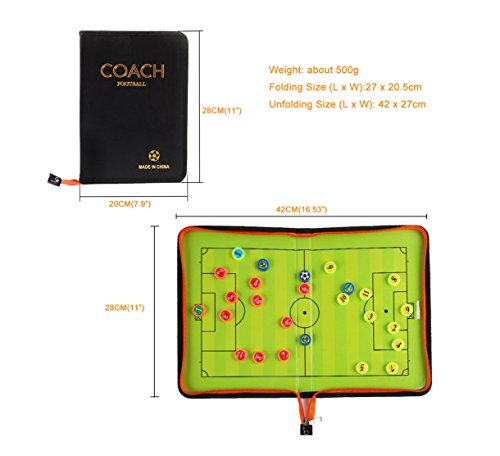 Football Soccer Coaches Magnetic Tactic Board,Dry Erase Coaching Clipboard,Foldable and Portable Coach Tool,Extra Professional Whistle Included