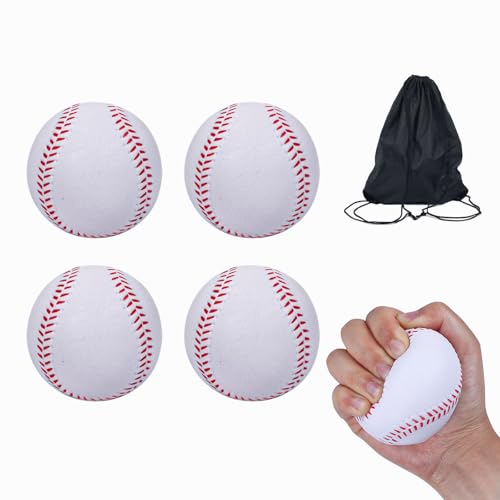 Foam Baseballs, 9 Inch Soft Baseballs Training Pitch Stress Ball with Drawstring Bag