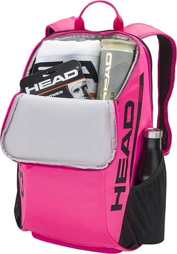 HEAD Tour Tennis Backpack 25L - Holds 2 Racquets, Shoe Compartment, Phone Pocket, Water Bottle & Ball Can Pockets - color: Pink