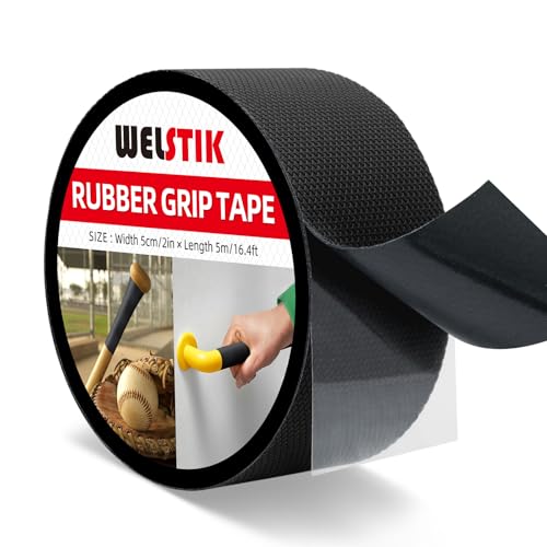 WELSTIK Rubber Grip Tape, Ultra Strong Waterproof Anti Slip Tape with Textured Adhesive for DIY Tools & Gadgets (Black, 2In x 16.4Ft) - size: 2inch*16.4ft