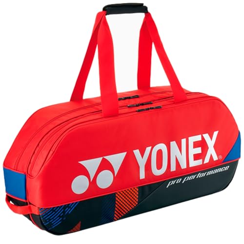 YONEX Pro Tournament Bag | Durable Lightweight Functional Breathable Multi-Compartment Tennis & Badminton Bag for Sport Gear - color: Scarlet