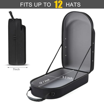 GERMUN Hard baseball hat case, Hat Carrier Travel Case with Adjustable Shoulder Strap, Hat cap case for 12 Baseball Caps - Perfect for Traveling & At-Home Storage (Black with Grey) - color: 12 Black Grey