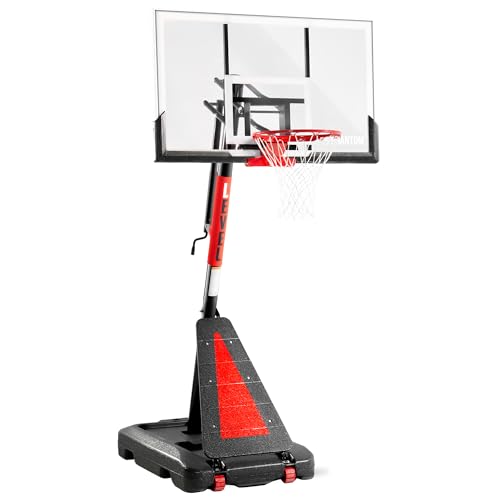 ACCU LEVEL Crank Lift Basketball Hoop Outdoor 7.5-10ft Adjustable Portable Basketball Goal for Youth and Adults 54" Angle Adjustable PC Backboard and Large Fillable Base - style: 54'' Backboard
