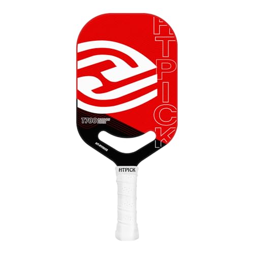 Pickleball Paddles | T700 Carbon Fiber Pickleball Paddle with Aero Throat | Hot-Press Moulding | 16mm Polymer Core | Specifically Engineered for Swing Speed and Manoeuvrability - color: Deepred