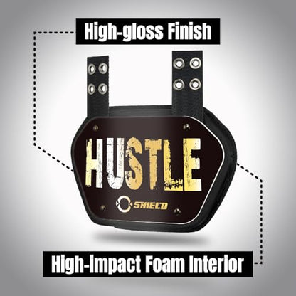 O Shield Golden Cross Chrome Football Back Plate, Lower Back Pads for Football Players, Rear Protector, Cross Series - size: Youth (Weight less than 180 Pounds), style: Hustle Black