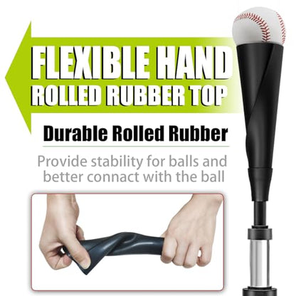 TARUMG Portable Batting Tee for Baseball/Softball, Height Adjustment from 25-47 inches, Heavy Duty Baseball Tee with Detachable Rubber Top, Easy Assembly Hitting Tee for Kids/Youth/Adults - style: Plus&Silver 25“-47”