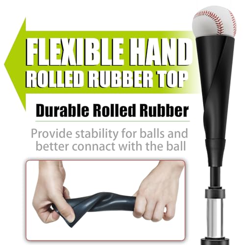 TARUMG Portable Batting Tee for Baseball/Softball, Height Adjustment from 25-47 inches, Heavy Duty Baseball Tee with Detachable Rubber Top, Easy Assembly Hitting Tee for Kids/Youth/Adults - style: Plus&Silver 25“-47”