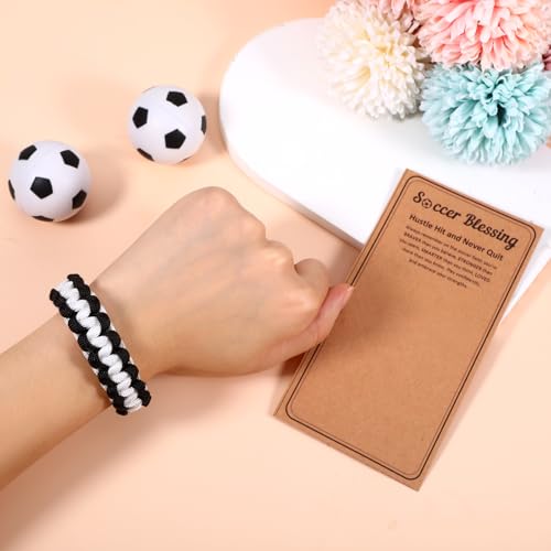 12 Set Sports Bracelets Party Favors with Inspirational Card Adjustable Braided Bracelet Sport Accessories Birthday Gifts Bulk Team Gifts for Women Men Team Players Coach