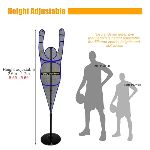 Kunovo Height Adjustable Defender Dummy, Hands-up Design Basketball Shooting Training Device, Shot/Passing/Dribbling Training Aid with Round Base - color: Red