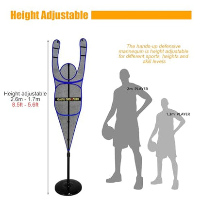 Kunovo Height Adjustable Defender Dummy, Hands-up Design Basketball Shooting Training Device, Shot/Passing/Dribbling Training Aid with Round Base - color: Red