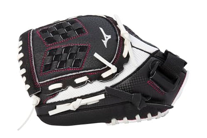 Mizuno Prospect Finch Youth - color: White/Black/Pink Trident Web, size: 11"|Ages 7-8