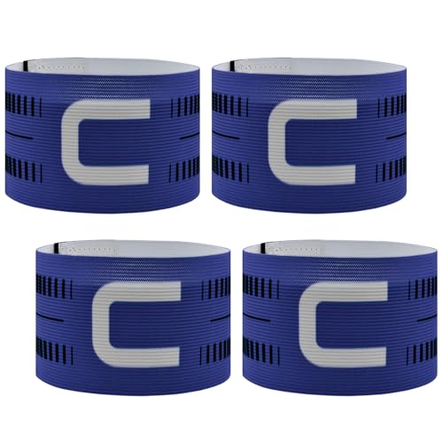 Captain Armband, Unisex C Captain Armbands Soccer Football Player Captain's Arm Bands Sport Team Training for Youth and Adult - color: Blue, size: 4pcs