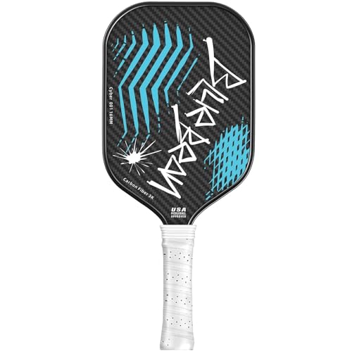 Pickleball Paddles,USAPA,Carbon Fiber Pickleball Paddle with 16MM Polymer Honeycomb Core Provides Lighter Weight&Higher Grit&Spin,Engineered for Professional Players,BlueBean - color: blue