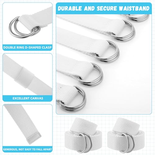 Toulite 12 Pcs Web Football Belts Canvas Belt Long Web Belt Flag Football with Metal for Men Women Kids 1 Inch Wide - color: White