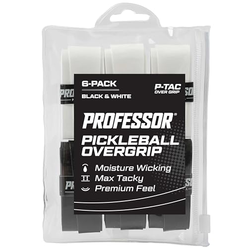 Professor P-Tac Pickleball Paddle Overgrip – Max Tacky, Moisture-Wicking Grip Tape for Pickleball Paddles in 6 & 12 Packs, Anti-Slip & Durable Overgrip for Control & Enhanced Performance