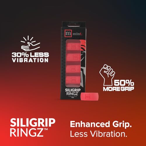 Siligrip Ringz Racket, Non-Slip Silicone Pickleball Paddle Grip Bands, Vibration Dampening Overgrip Alternative for Pickleball, Padel, Tennis, Badminton & Squash, 4 Pack - color: Red