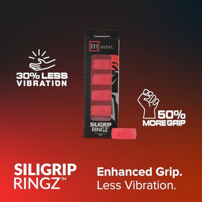 Siligrip Ringz Racket, Non-Slip Silicone Pickleball Paddle Grip Bands, Vibration Dampening Overgrip Alternative for Pickleball, Padel, Tennis, Badminton & Squash, 4 Pack - color: Red