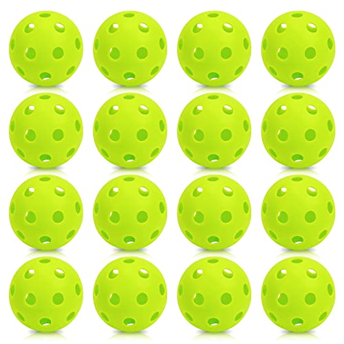 16 Pack Plastic Baseballs - Hollow Softballs for Lightweight Batting Practice - Indoor/Outdoor Training Balls - color: Chartreuse