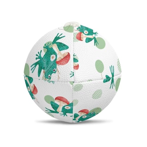 SYtrade Recreational Football Game Footballs PU Composite Leather Footballs for Training Indoor Outdoor - color: Frog Mushroom Green Dots