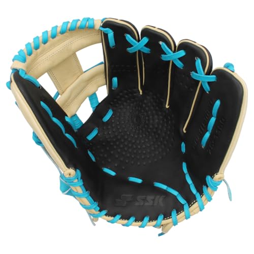 SSK Z5 Craftsman Infield Baseball Glove – 11.25” - 11.5” - 11.75” - 12” – Right & Left Hand Throw - color: Black/Camel/Electric Blue, size: 11.5" - Right Hand Throw