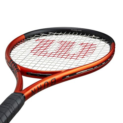 Wilson Burn 100 V5 Performance Tennis Racket - Strung with Sensation, Grip Size 1-4 1/8", 2-4 1/4", 3-4 3/8", 4-4 1/2" - size: Grip Size 3 - 4 3/8"